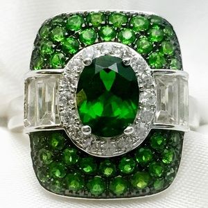 Art Deco Chrome Diopside Ring